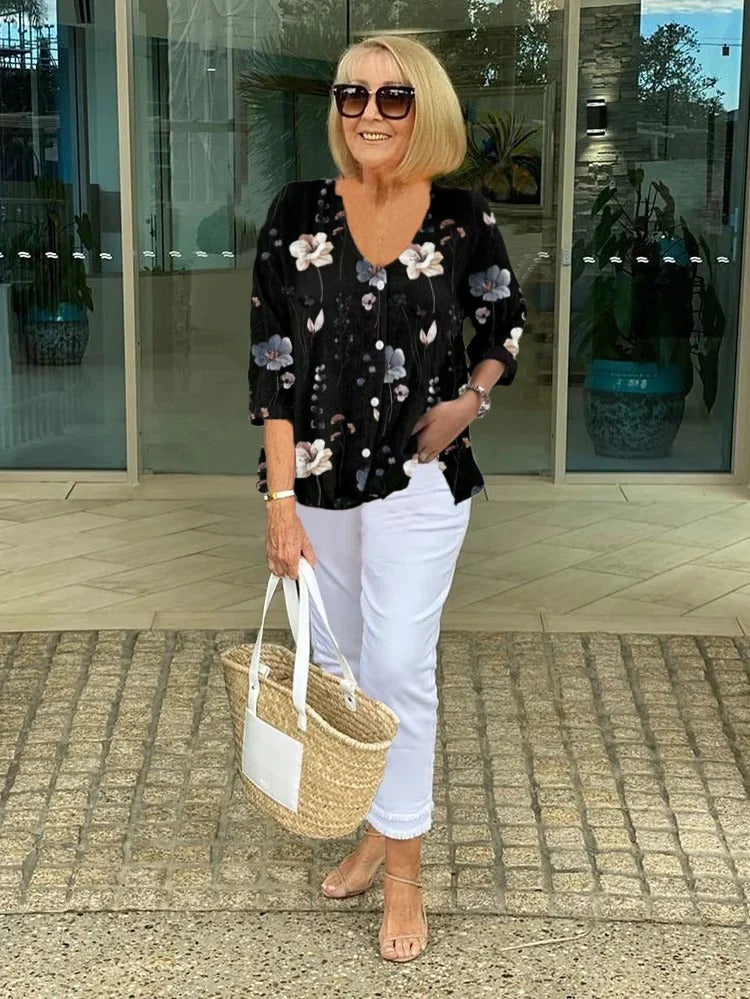 Edita - Lichtgewicht Bloemen Blouse