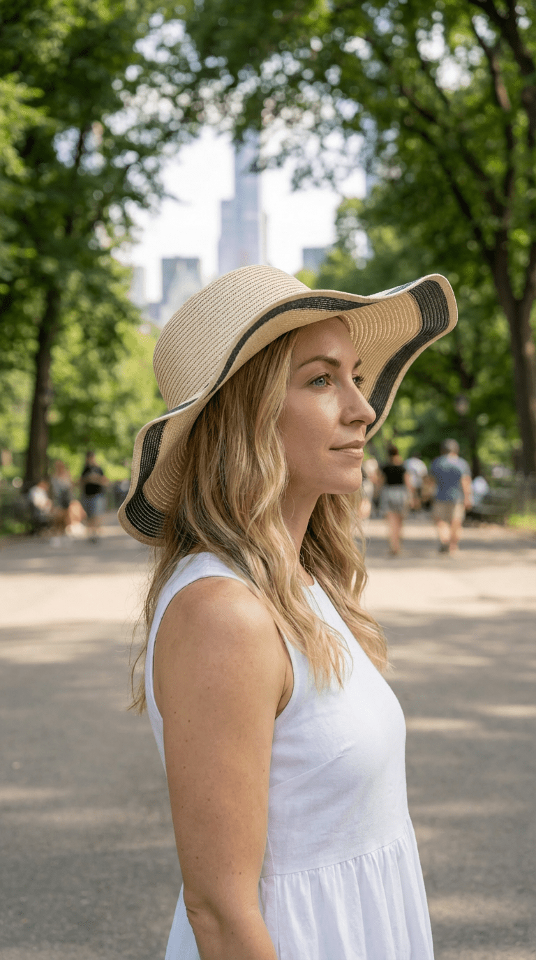 Bella | Straw Sun Hat With Contrast Edge - Beige - 2