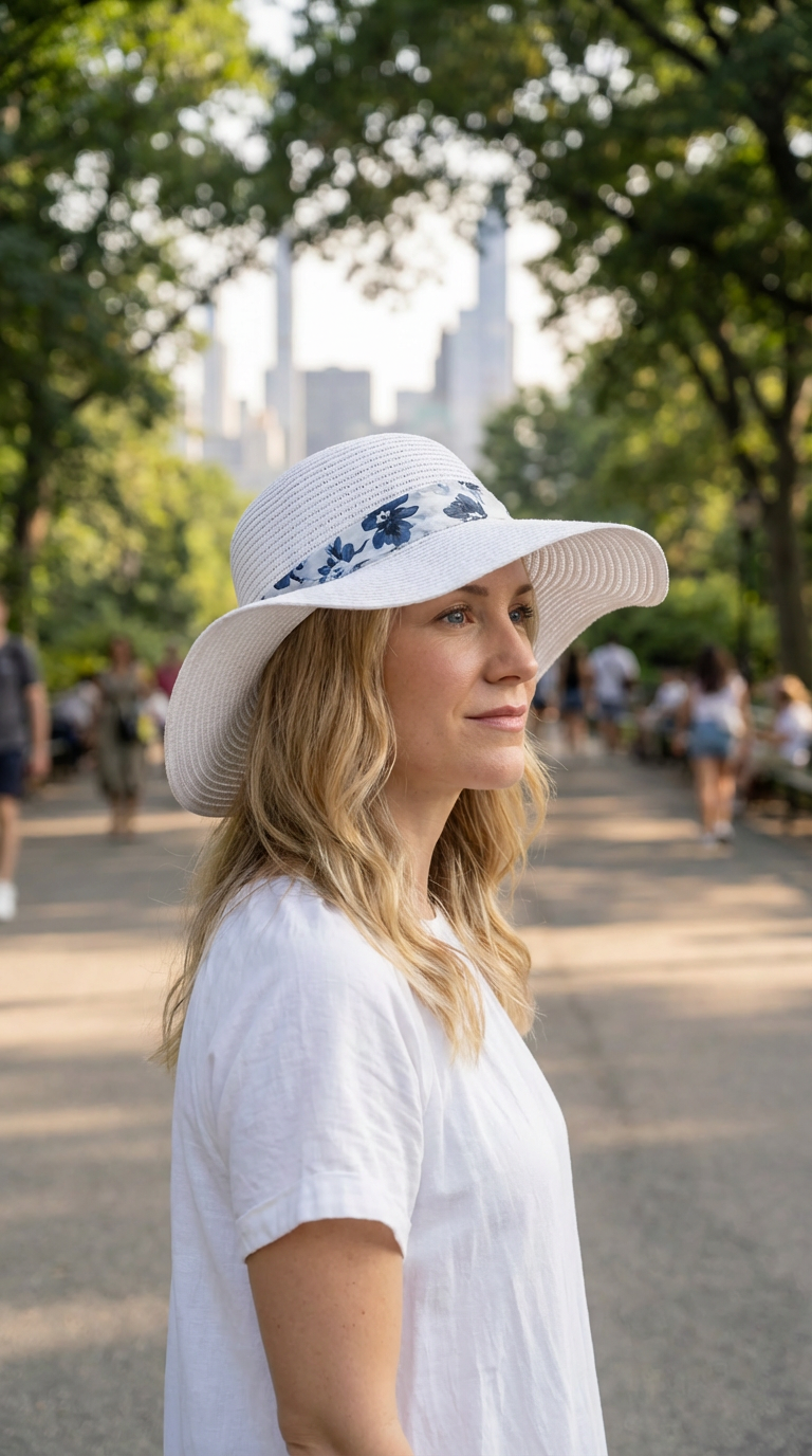 Serenity | White Straw Sun Hat With Floral Band