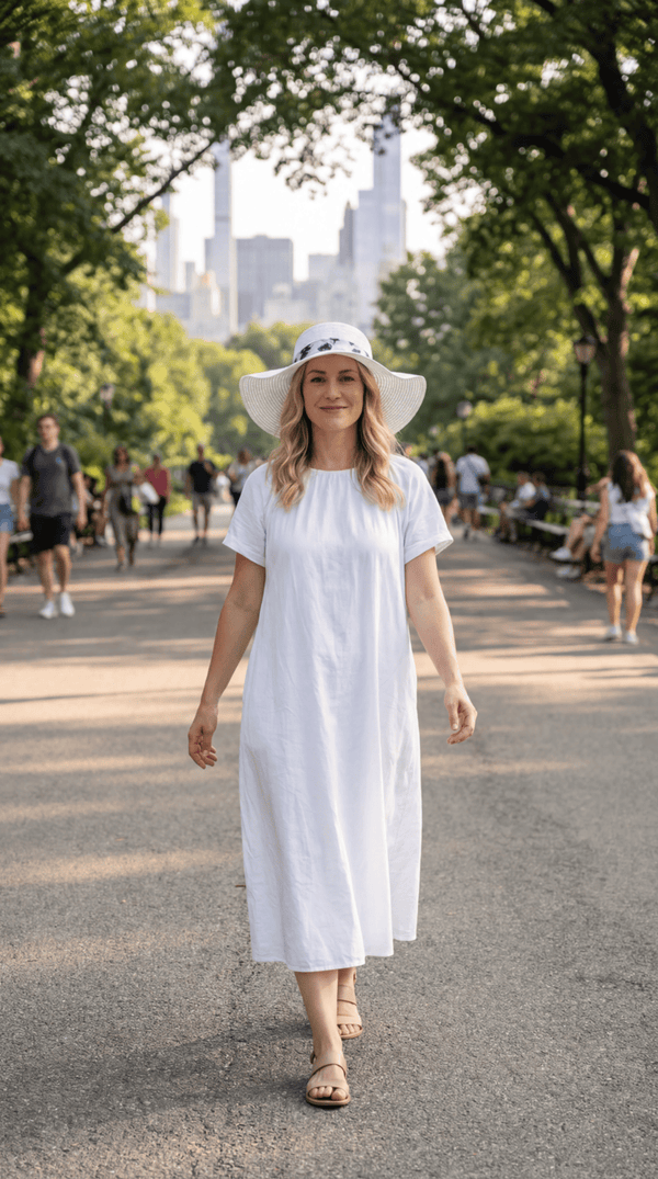 Serenity | White Straw Sun Hat With Floral Band - White and Blue - 1