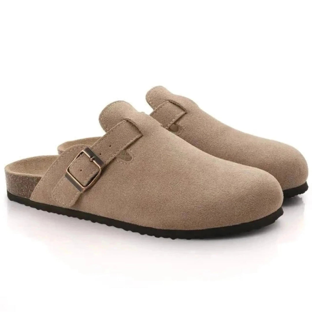 Miles | Stylish Suede Clogs with Adjustable Buckle - Beige - 1