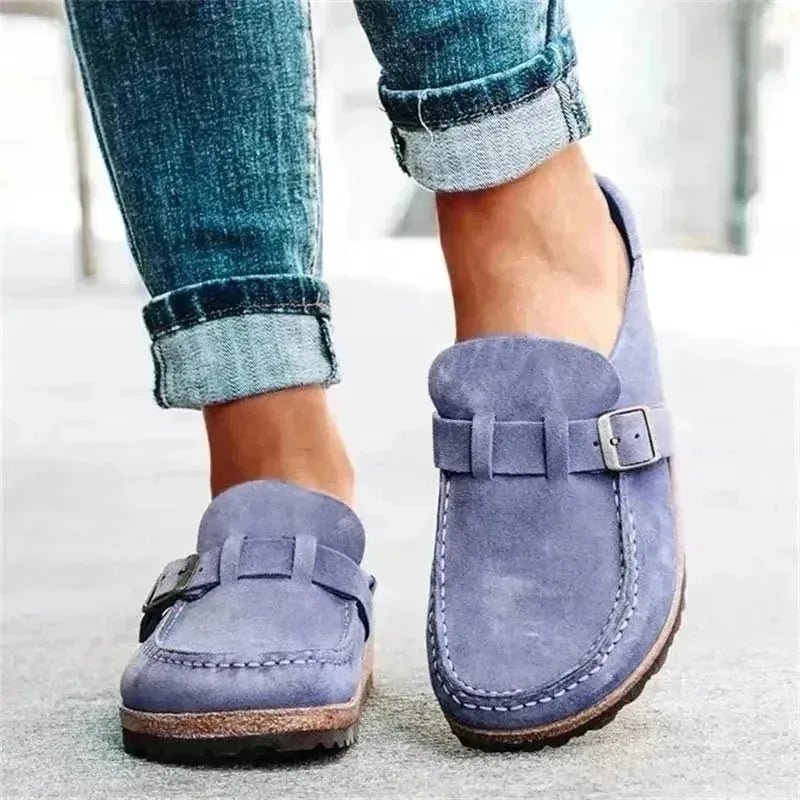 Rhea | Stylish Buckle Detail Clogs - Light Blue - 3