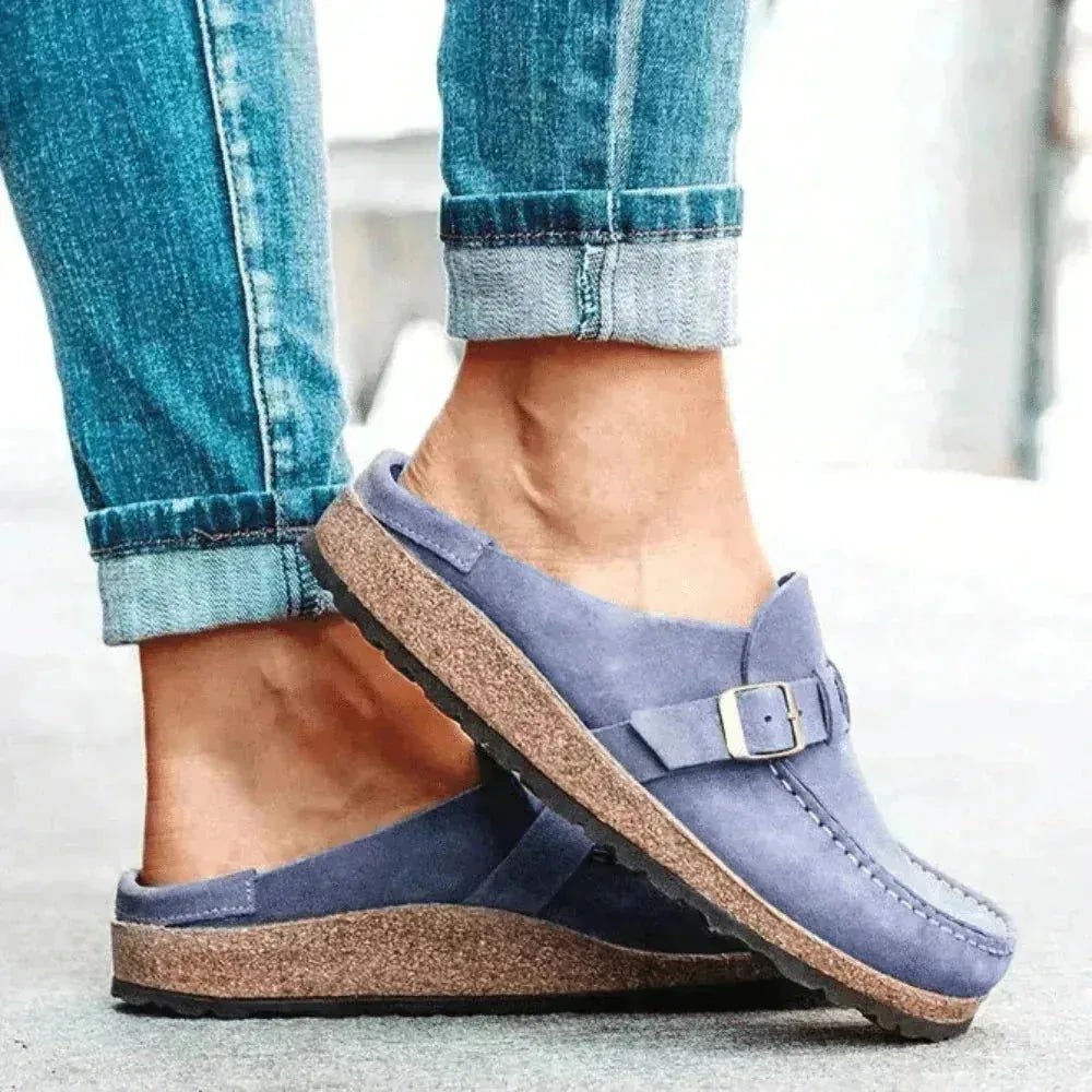 Rhea | Stylish Buckle Detail Clogs - Sage - 6