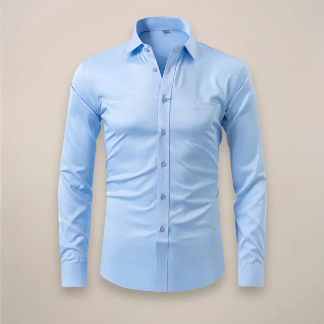 Light Blue Men's Long Sleeve Shirt Classic Fit - Product Shot