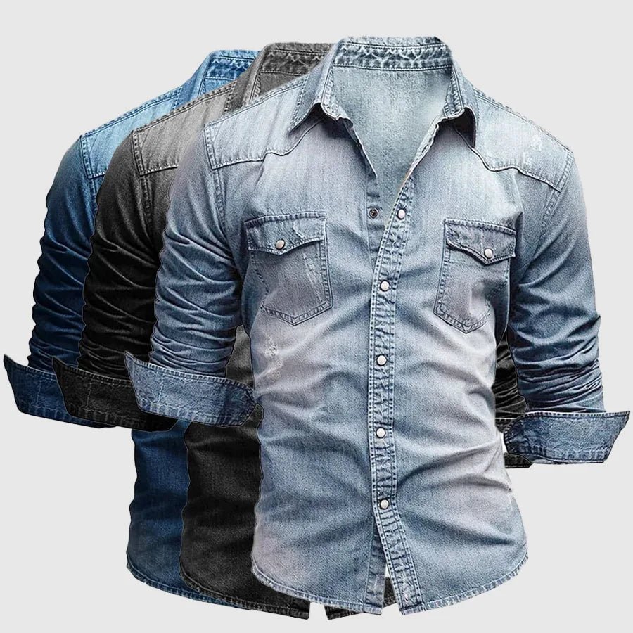 Diana | Classic Western Style Long Sleeve Denim Shirt - Multicolor - 8