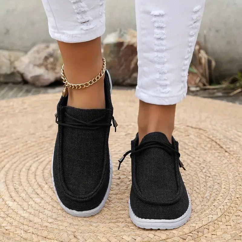 Chloe | Comfortable Slip - On Canvas Shoes - Black - 16