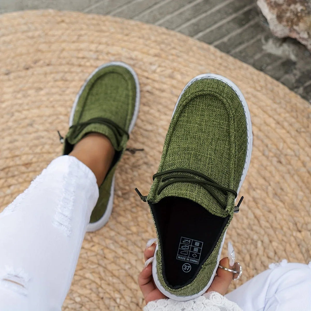 Chloe | Comfortable Slip - On Canvas Shoes - Black - 19
