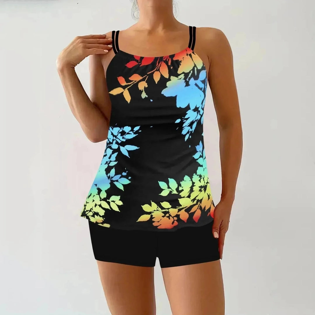 Harriet | Stylish Double Strap Floral Tankini Set - Multicolor - 3