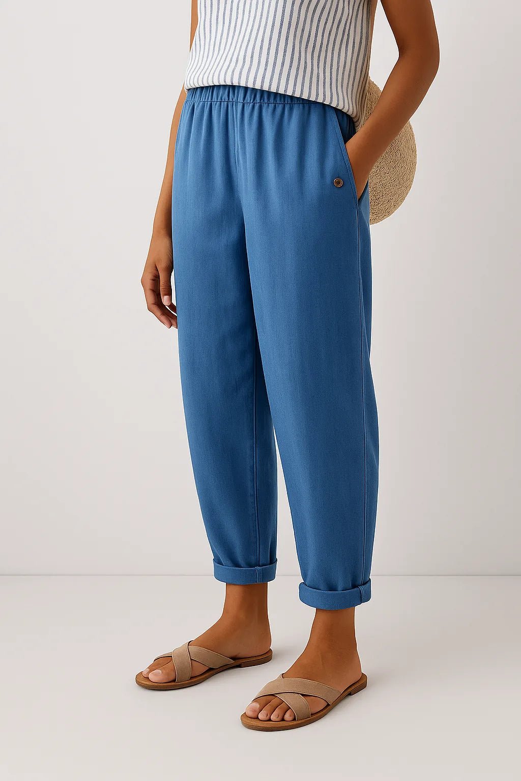 Lily | Stylish Wide Leg Pants with Elastic Waist - Blue - 2