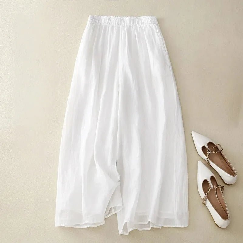 Beatrice | Elegant Wide Leg Pants with Elastic Waist - White - 5