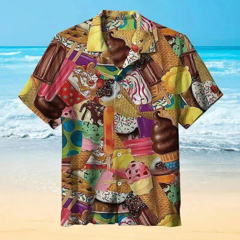Yellow Men's Cream Ice Cream Blouse — Beckett Short Sleeve Button-Front - Front Close Up