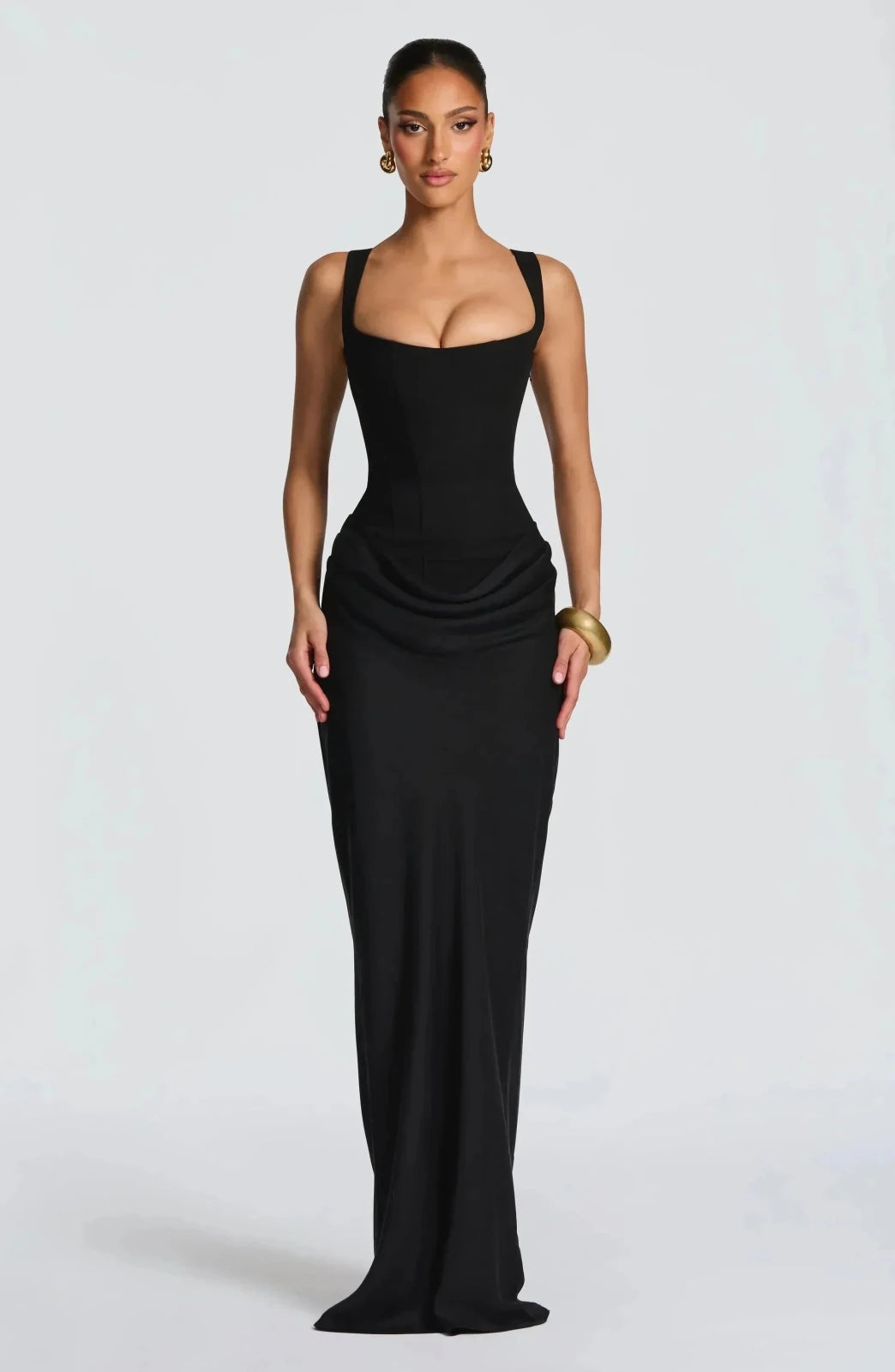 Florence | Lace - Up Back Maxi Dress - Black - 13
