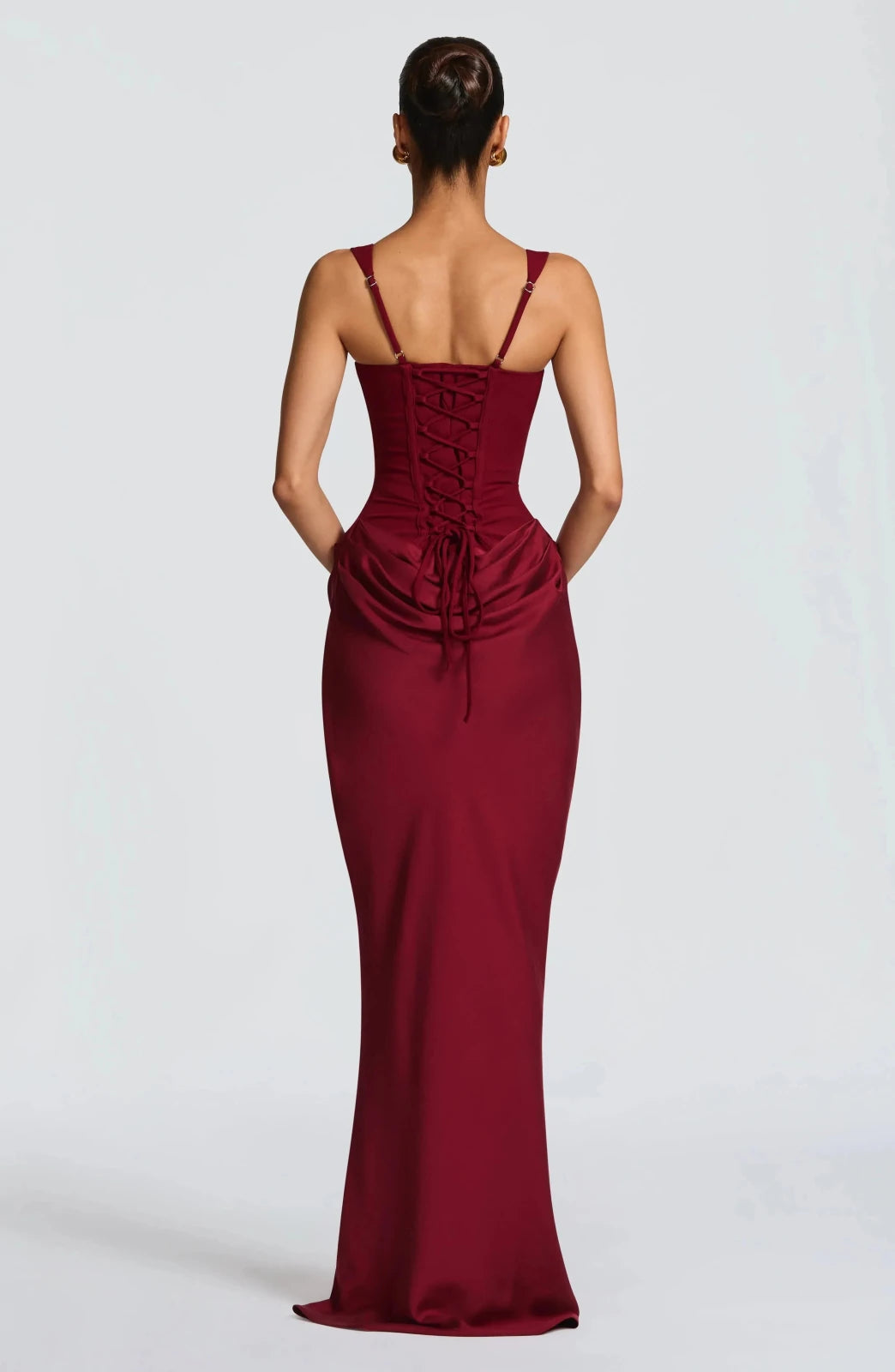 Florence | Lace - Up Back Maxi Dress - White - 11