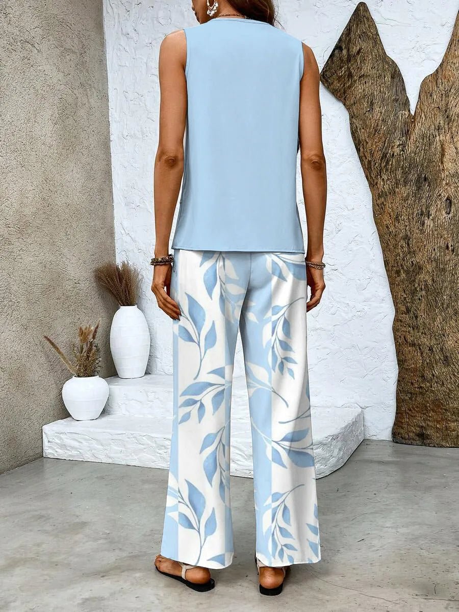 Nora | Elegant Summer Set With Layered Top - Light Blue - 3