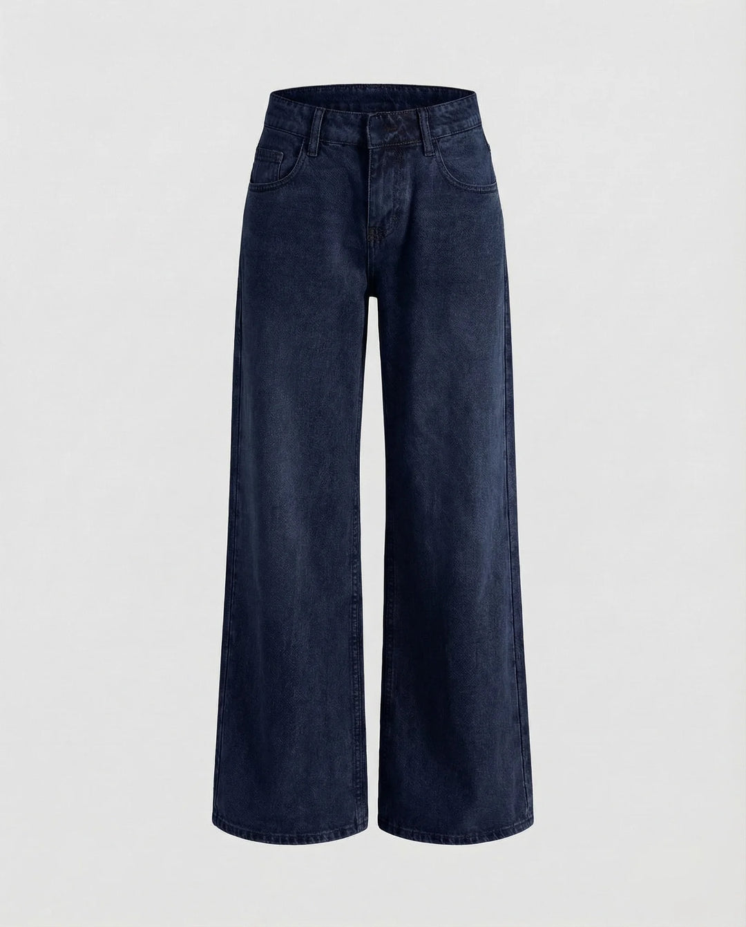 Navy Blue Women's Low Rise Straight Leg Jeans - Flat Lay