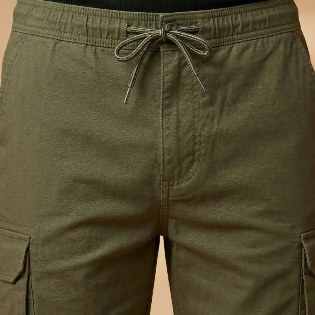 Army Men's Cargo Shorts — Henry Drawstring Pockets Military - Green Waistband Detail