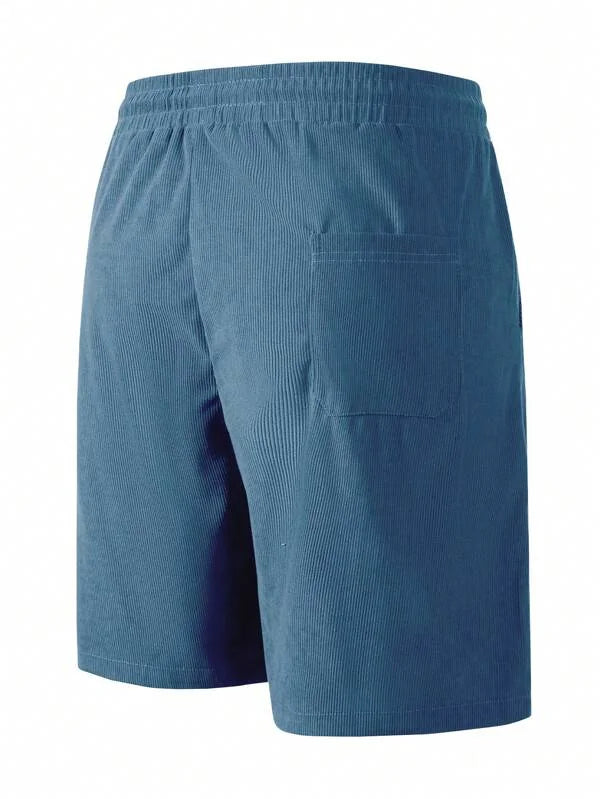 Blue Men's Drawstring Summer Shorts — Levi Corduroy Casual Beach - Back Detail