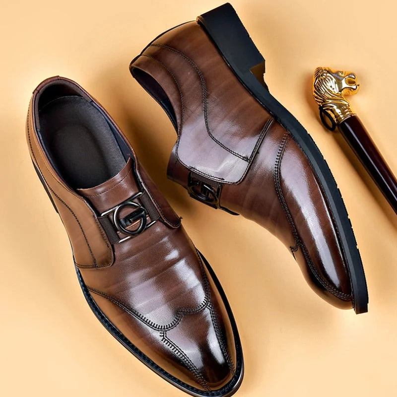 Brown Men's Handmade Leather Shoes — Cole Monk Strap Business Formal - Side Detail