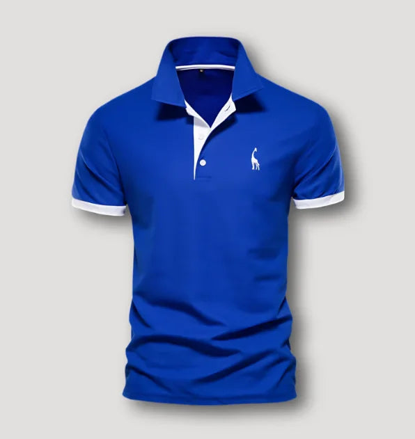 Blauw Men's Short Sleeve Polo Shirt — Harrison Contrast Trim Slim Fit - Front Pose