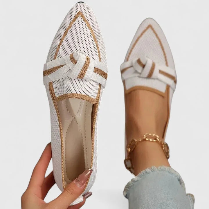 Beige Stylish Orthopedic Loafers with Bow Detail - Studio White