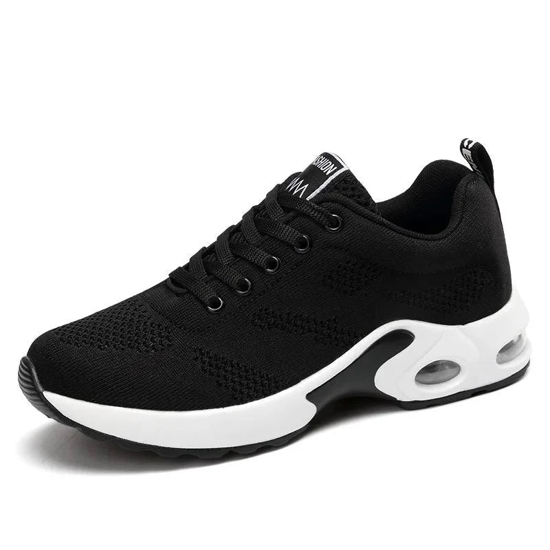 Black Women's Orthopedic Premium Sneakers — Cassie Breathable Athletic Running - Flat Lay