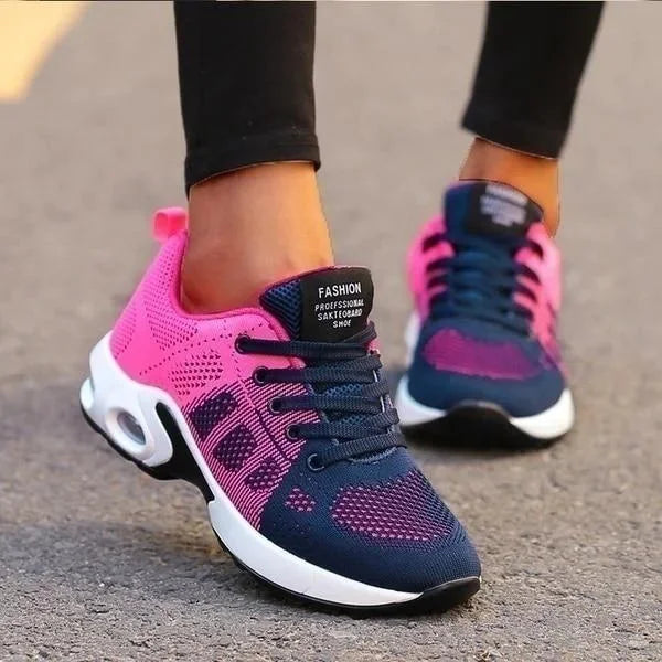 Navy Women's Orthopedic Premium Sneakers — Cassie Breathable Athletic Running - Pink Front Detail