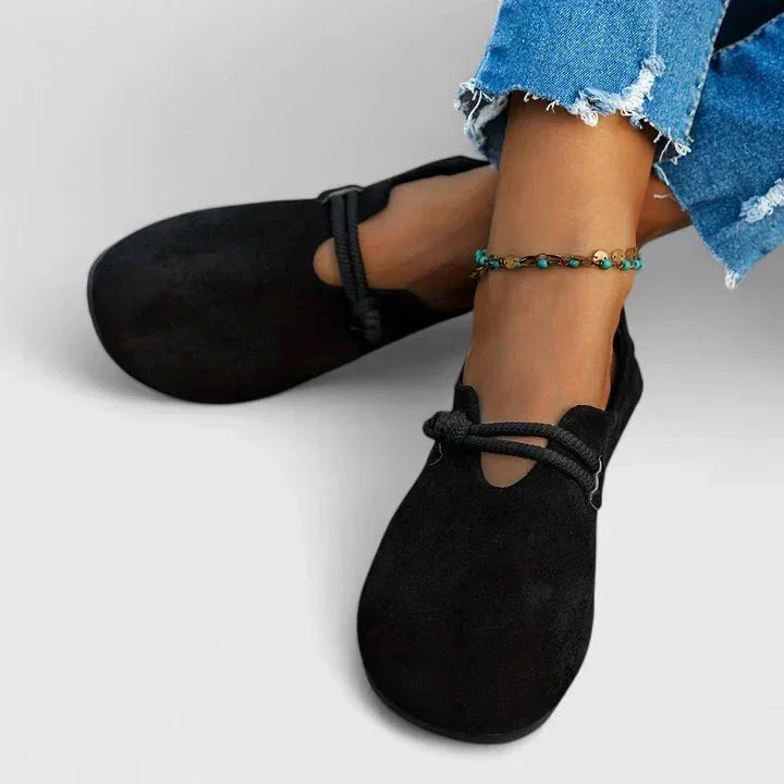 Black Women's Orthopedic Slip On Loafers — Lauren Rope Detail Comfort - Worn Lifestyle