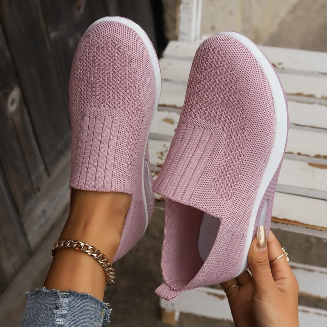 Light Pink Orthopedic Women's Shoes With Air Cushion Support - Flat Lay