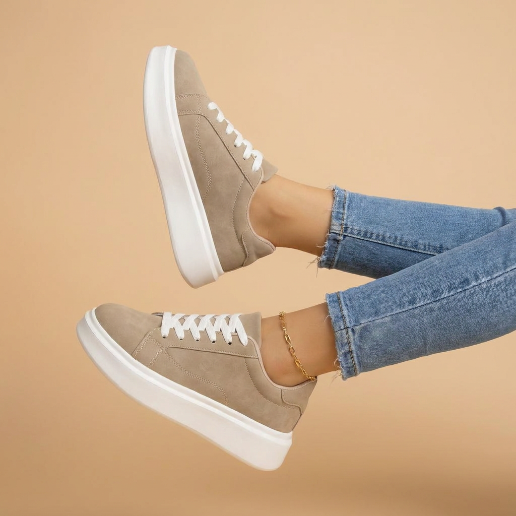 Women's Platform Sneakers — Sofia Suede Lace-Up Lightweight