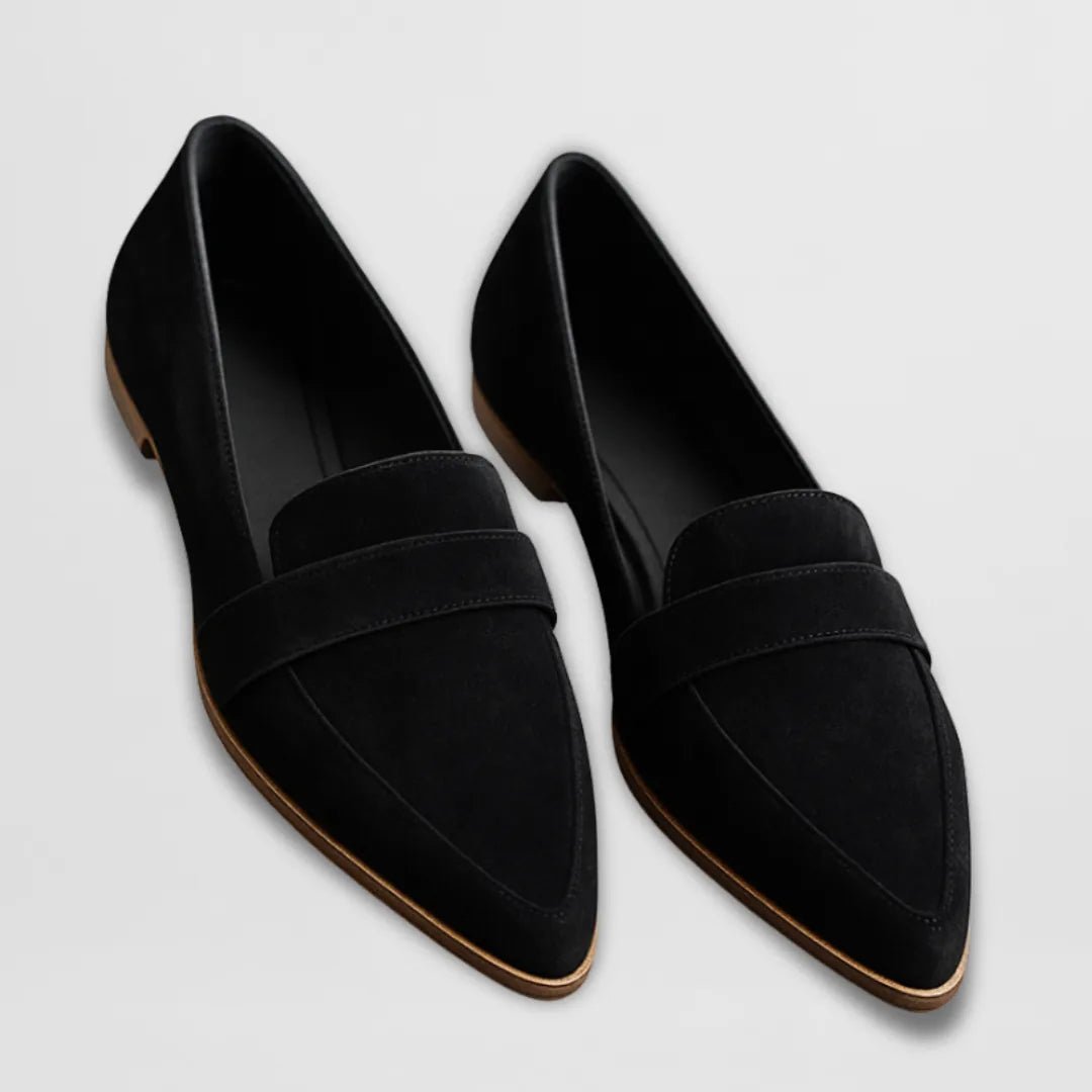 Isabella | Women's Pointed Toe Slip On Loafers - Black - 5