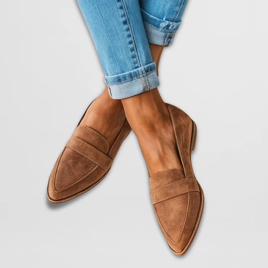 Isabella | Women's Pointed Toe Slip On Loafers - Brown - 3