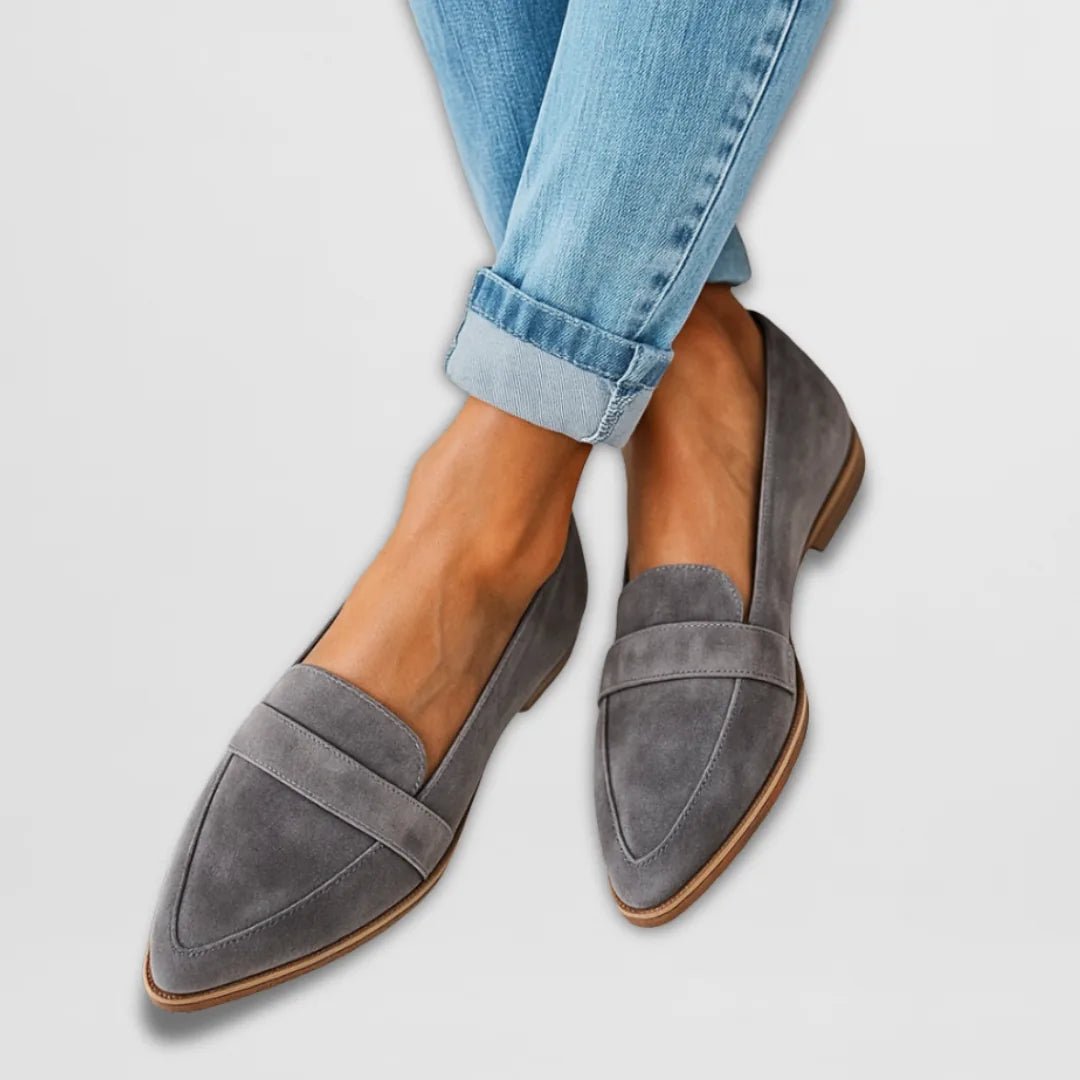 Isabella | Women's Pointed Toe Slip On Loafers - Gray - 2