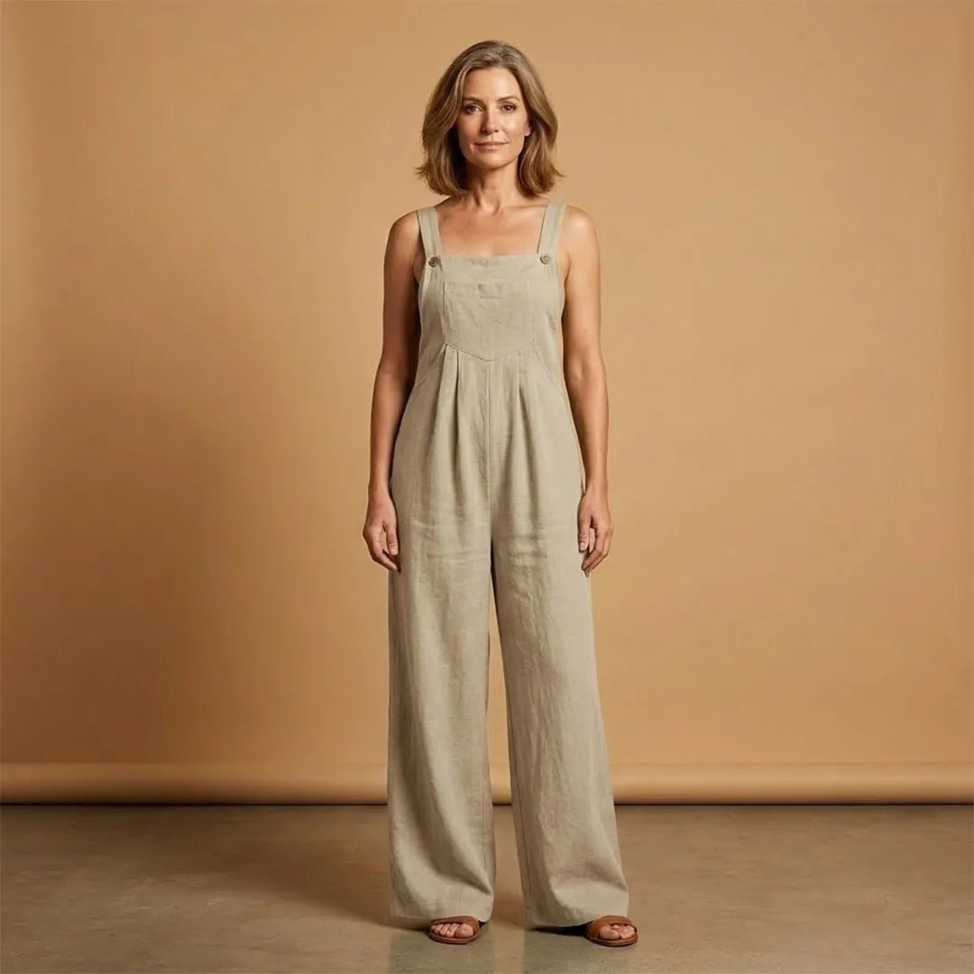 Emma | Sleeveless Women's Jumpsuit With Adjustable Straps - Beige - 8
