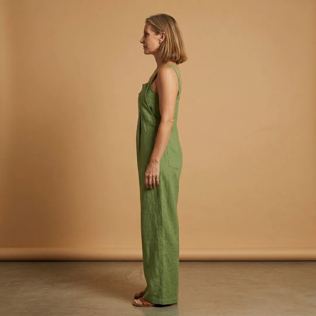 Emma | Sleeveless Women's Jumpsuit With Adjustable Straps - Green - 4