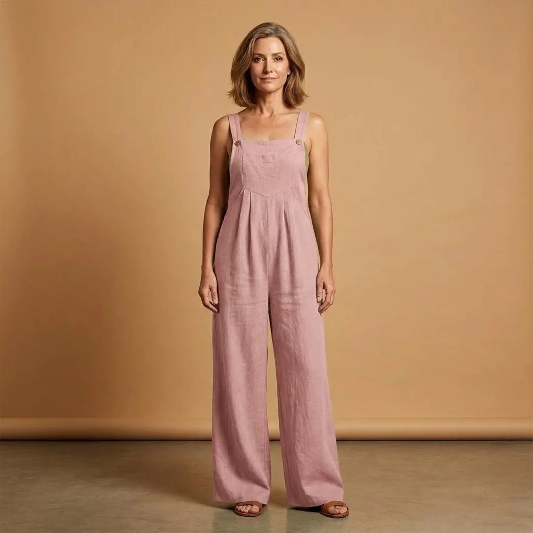 Emma | Sleeveless Women's Jumpsuit With Adjustable Straps - Light Pink - 7