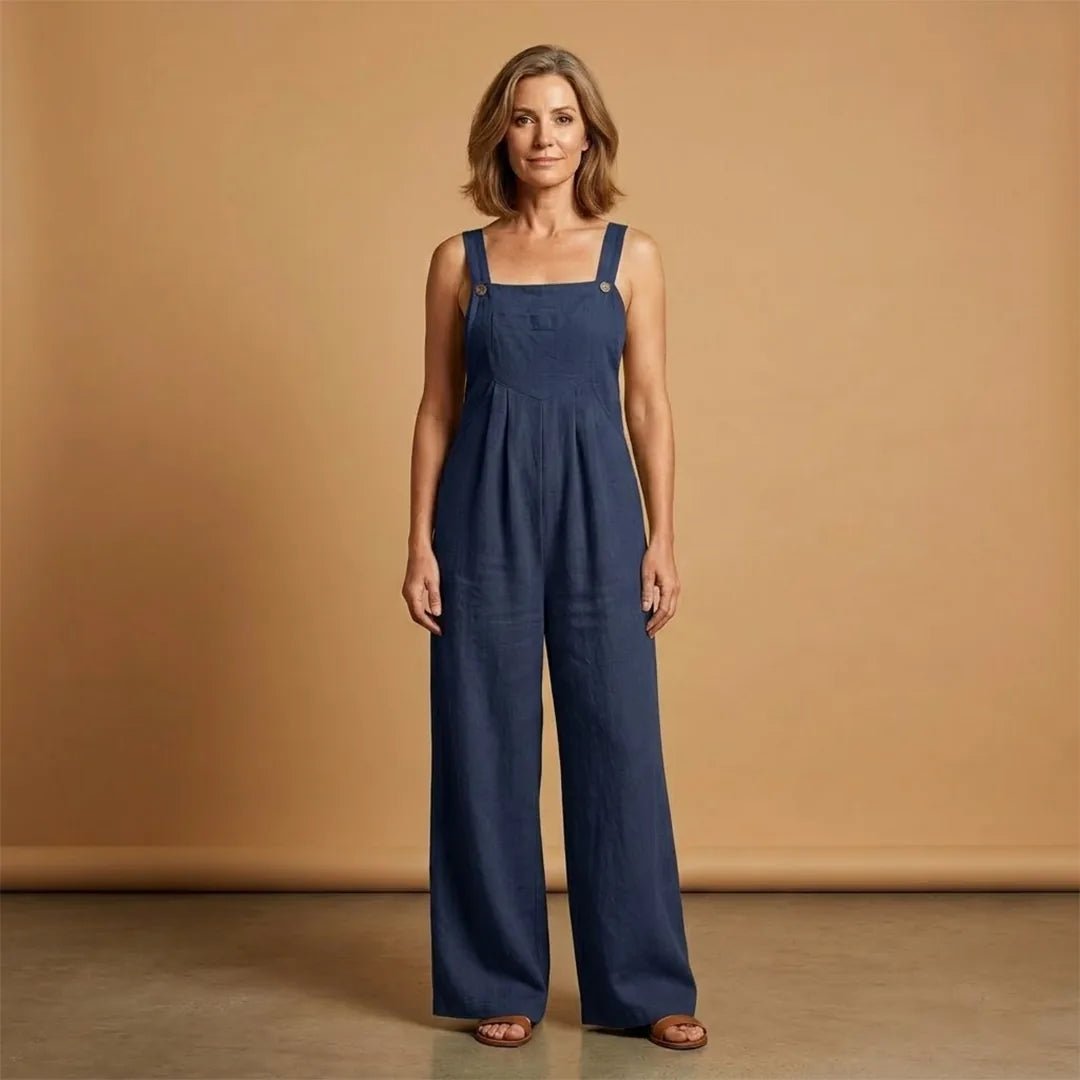 Emma | Sleeveless Women's Jumpsuit With Adjustable Straps - Navy Blue - 12