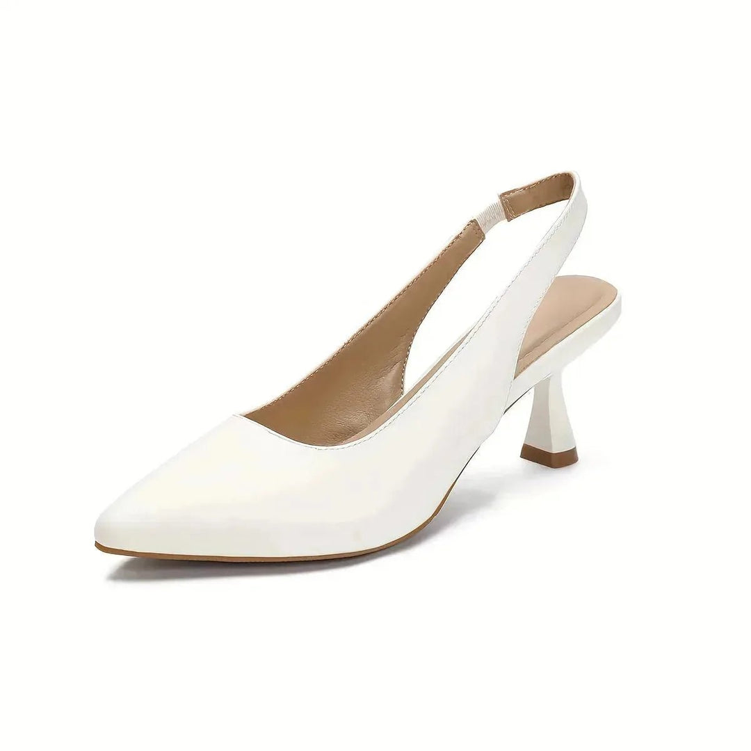 Rhea | Elegant White Kitten Heels with Pointed Toe - White - 2