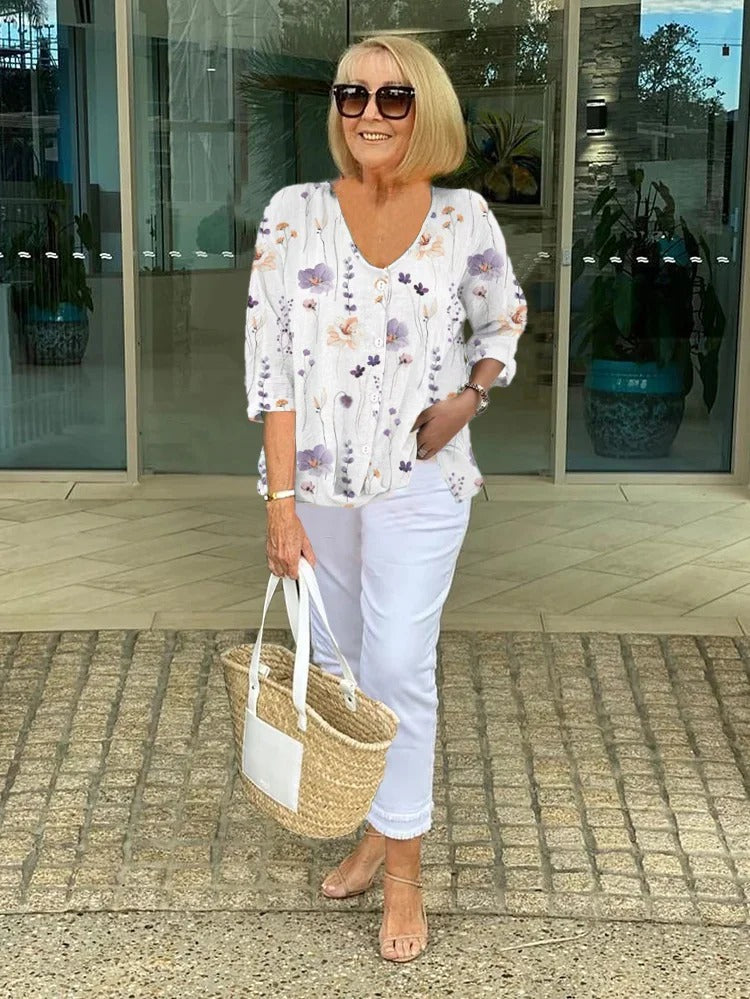 Edita - Lichtgewicht Bloemen Blouse