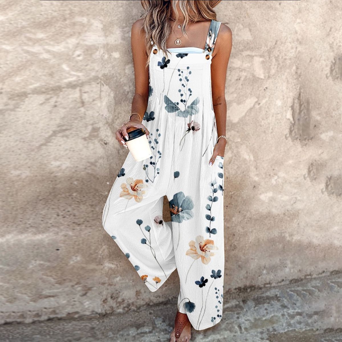 Kyra™ | Mouwloze Jumpsuit met Botanische Print