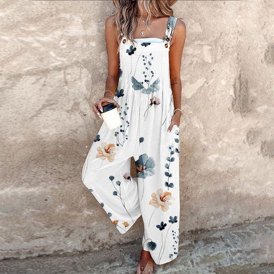 Kyra™ | Mouwloze Jumpsuit met Botanische Print