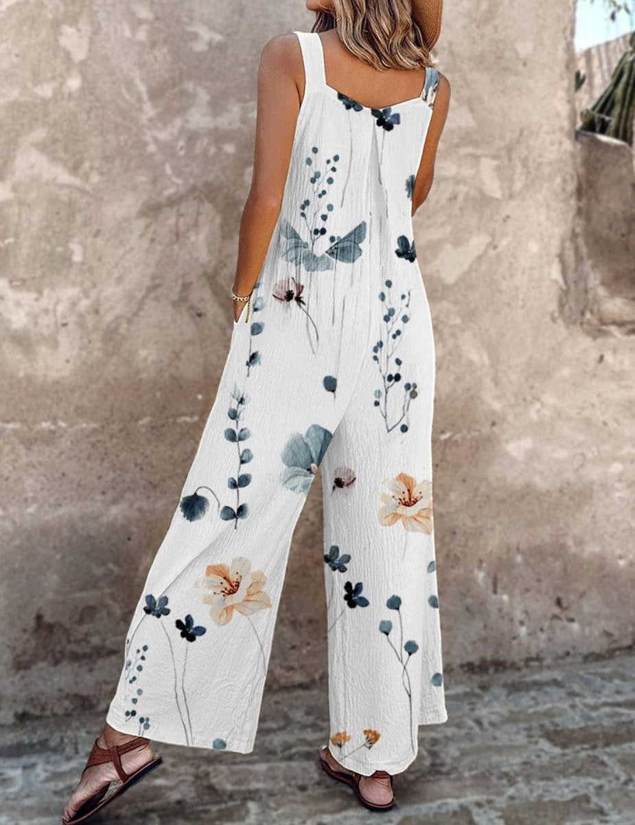 Kyra™ | Mouwloze Jumpsuit met Botanische Print