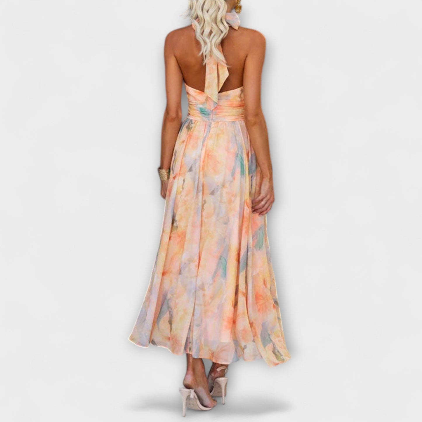 Jinte™ | Halternek Maxi Jurk met Aquarelprint