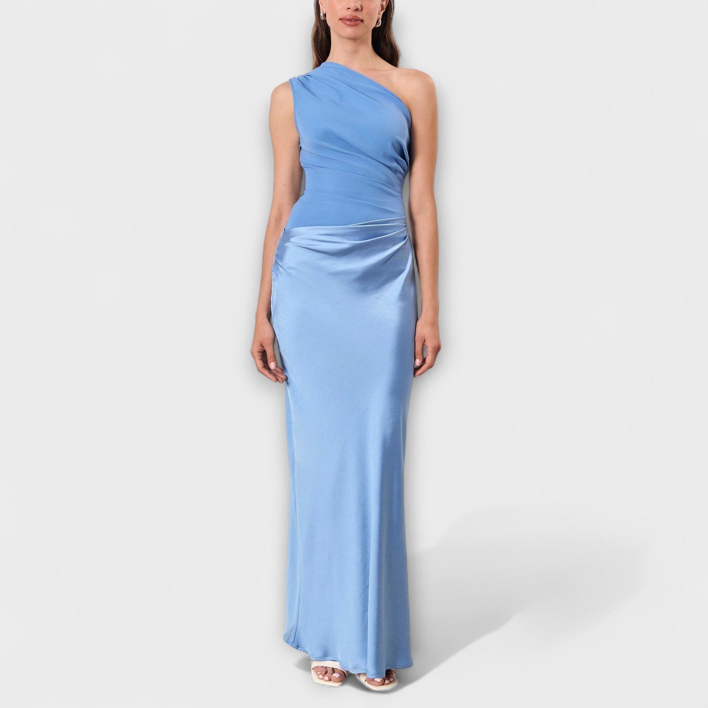 Noor™ | Elegante One-Shoulder Maxi Jurk met Plooien