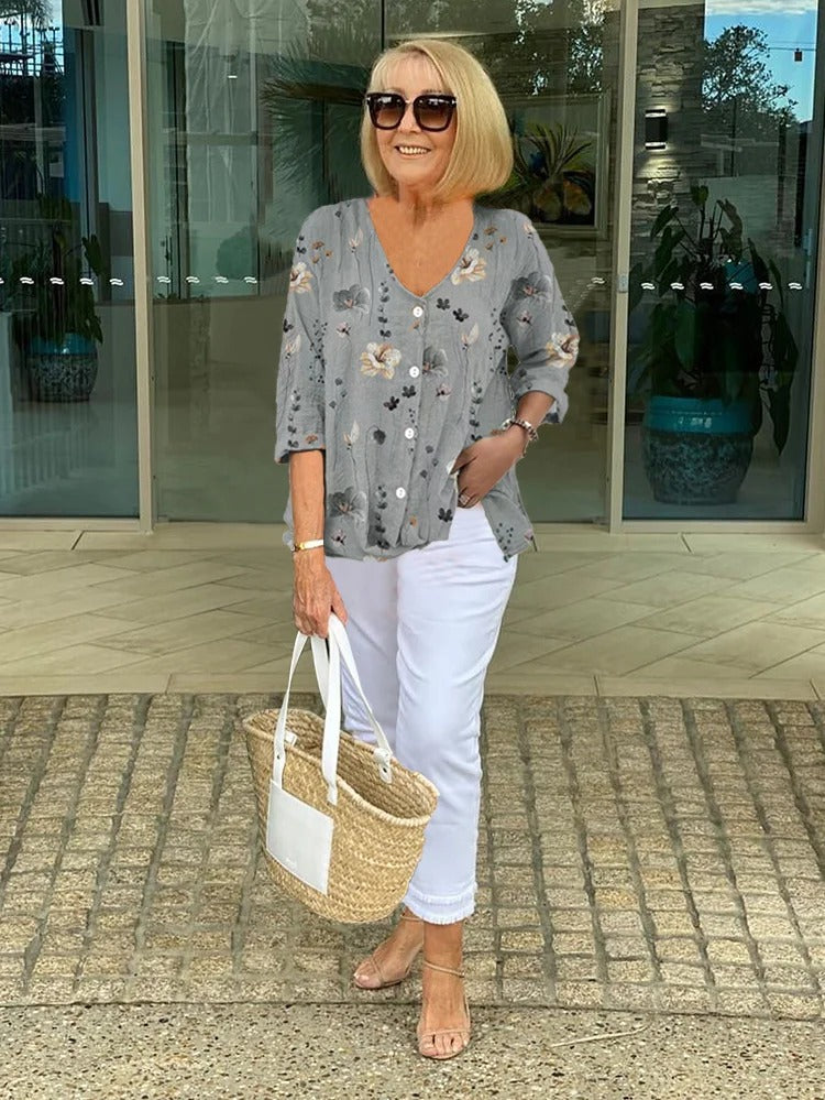 Edita - Lichtgewicht Bloemen Blouse