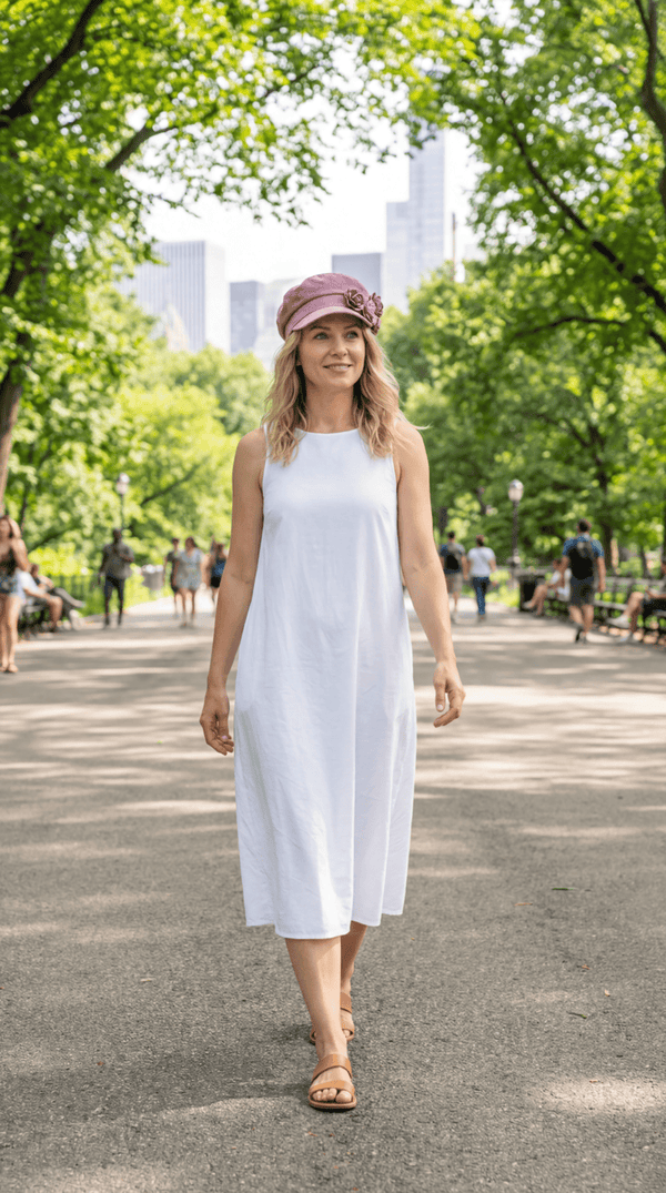 Chloe | Mauve Floral Baker Boy Cap - Pink - 1