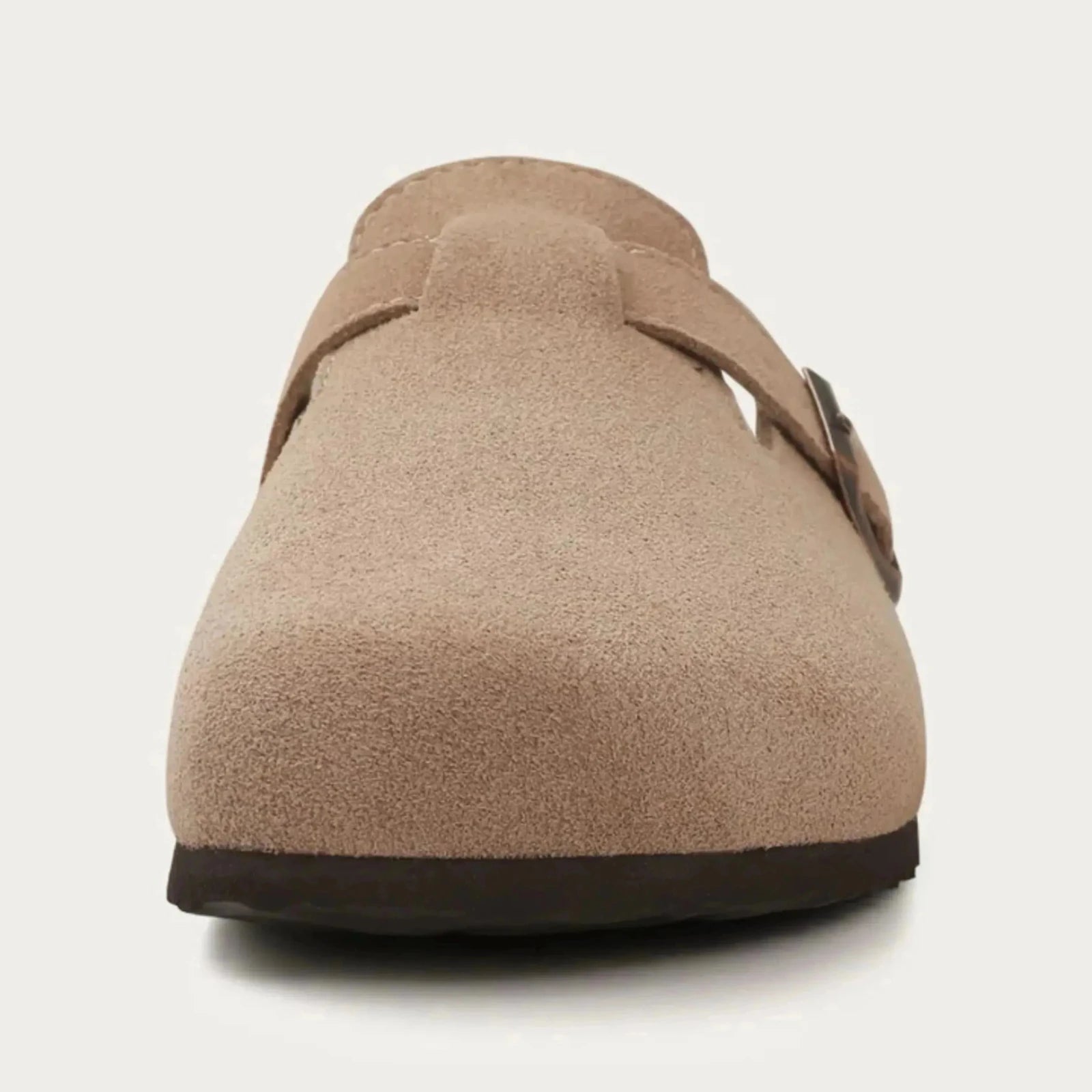 Miles | Stylish Suede Clogs with Adjustable Buckle - Black - 7