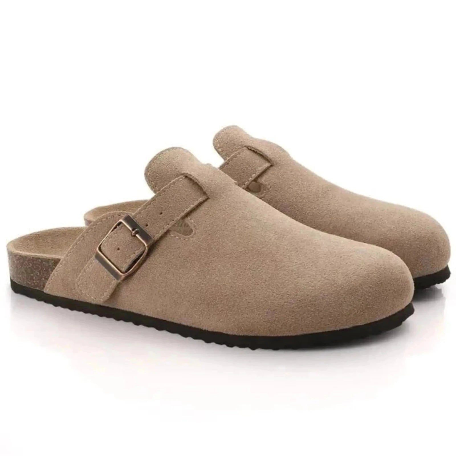 Miles | Stylish Suede Clogs with Adjustable Buckle - Beige - 1