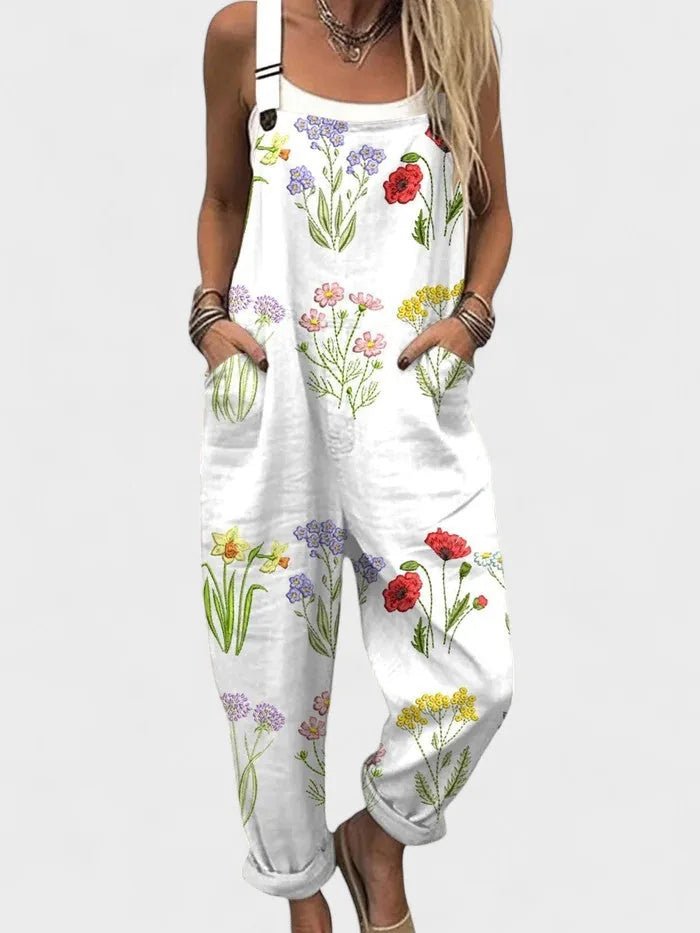 Isabella | Chic Summer Jumpsuit for Women with Floral Print - White - 3