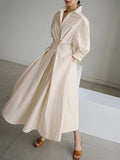 Women's Button-Front Belted Shirt Maxi Dress — Melissa Long Sleeve Collared