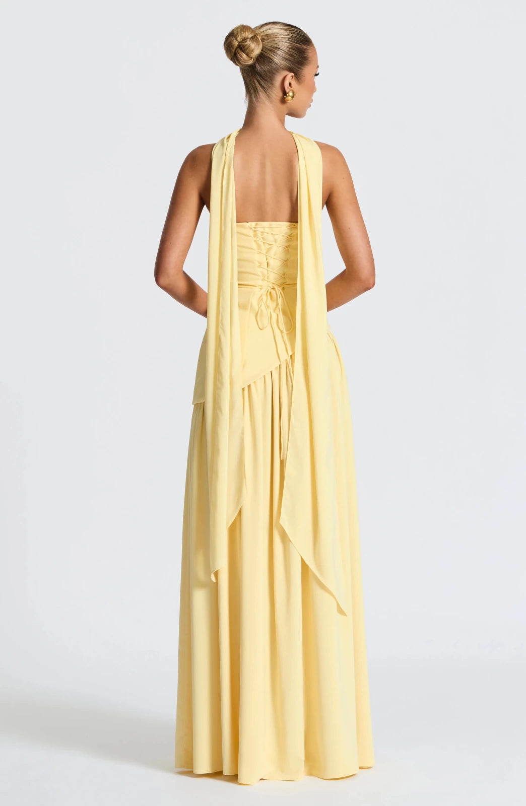 Ruby | Elegant Black Bridesmaid Dresses with Halter Neckline - Yellow - 4